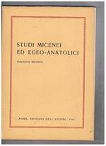 Studi micenei ed egeo-anatolici. Fasc II° Vol. XVIII° della collana incunabula graeca