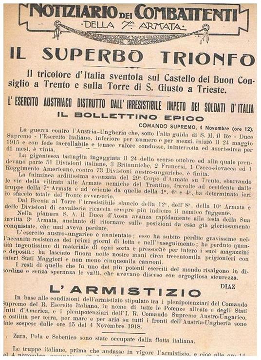 Notiziario dei combattenti della 7a armata, 1918, settimanale. Disponiamo dei n° 5, 7, 14, 16, 20 - copertina