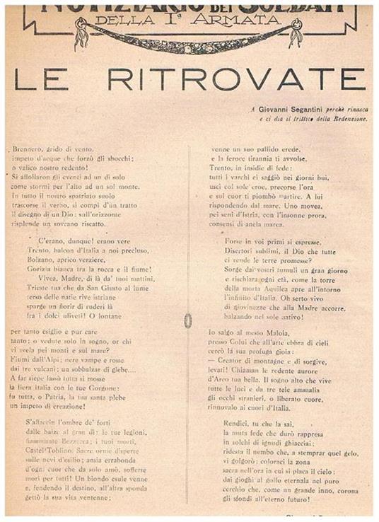 Notiziario dei soldati della 1a armata, anno II° 1919, settimanale. Disponiamo dei n° 1, 2, 3, 4, 5, 6 - copertina