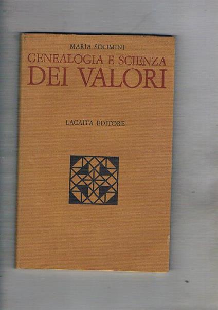 Geneaologia e scienza dei valori - Maria Solimini - copertina