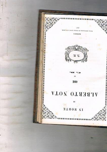 In morte di Alberto Nota ode - copertina