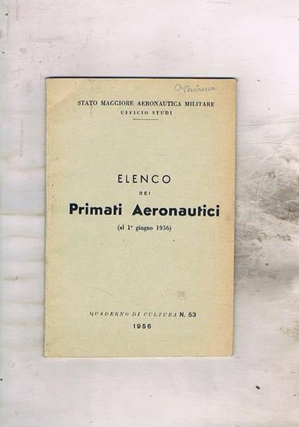 Elenco dei primati aeronautici ( 1 giugno 1956) - copertina