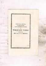 Programma d'associazione per un monumento in Roma a Torquato Tasso. Alla fine vi è l'elenco delle città e i nomi dei referenti per l'accettazione delle somme