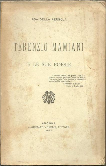 Terenzio Mamiani e le sue poesie - Ada Della Pergola - copertina