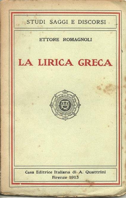 La lirica greca - Ettore Romagnoli - copertina