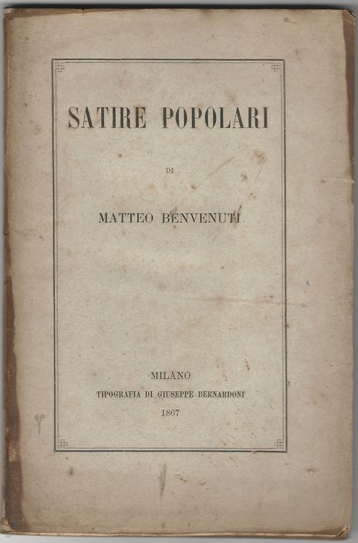 Satire popolari - Matteo Benvenuti - copertina