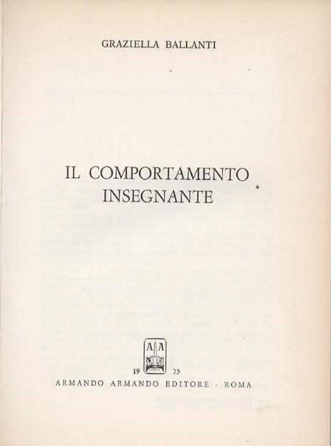 Il comportamento insegnante - Graziella Ballanti - 2