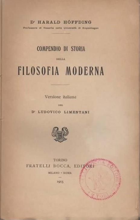 Compendio di storia della filosofia moderna - Harald Hoffding - 2