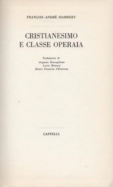 Cristianesimo e classe operaia - François-André Isambert - 2