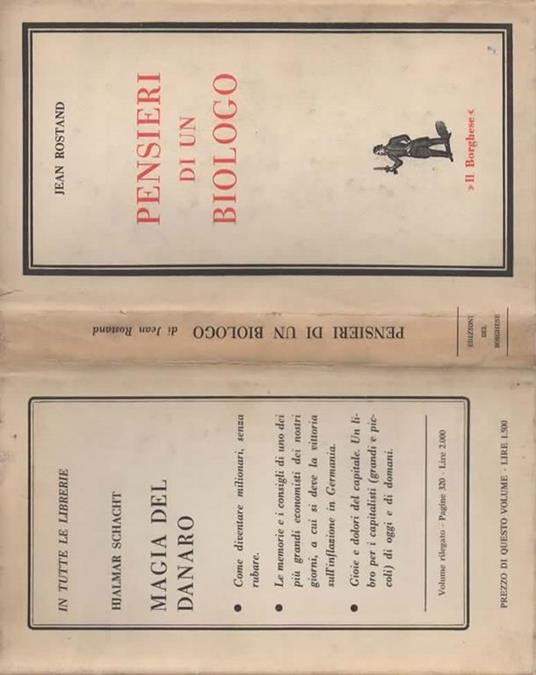 Pensieri di un biologo - Jean Rostand - copertina