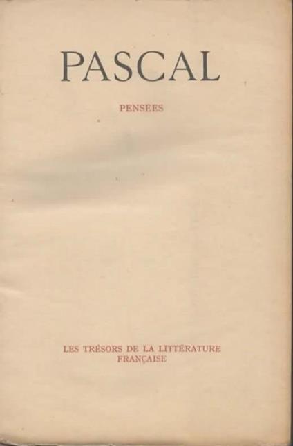 Pensees - Blaise Pascal - copertina