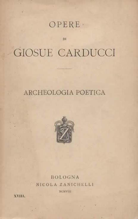 Archeologia poetica - Giosuè Carducci - copertina