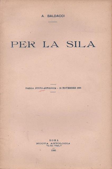 Per la Sila - A. Baldacci - copertina