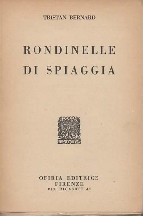 Rondinelle di spiaggia. - Tristan Bernard - 2