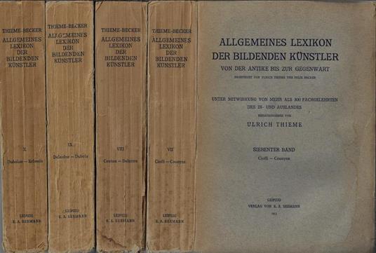 Allgemeines Lexikon der bildenden Künstler VII, VIII, IX, X. Von der Antike bis zur Gegenwart - Ulrich Thieme - copertina