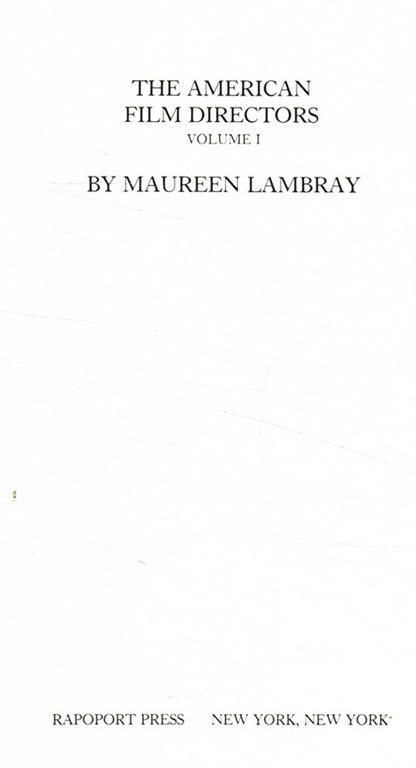 The american film directors vol.I - Maureen Lambray - copertina