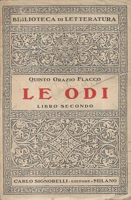 Le Odi Libro Secondo - Q. Flacco Orazio - copertina