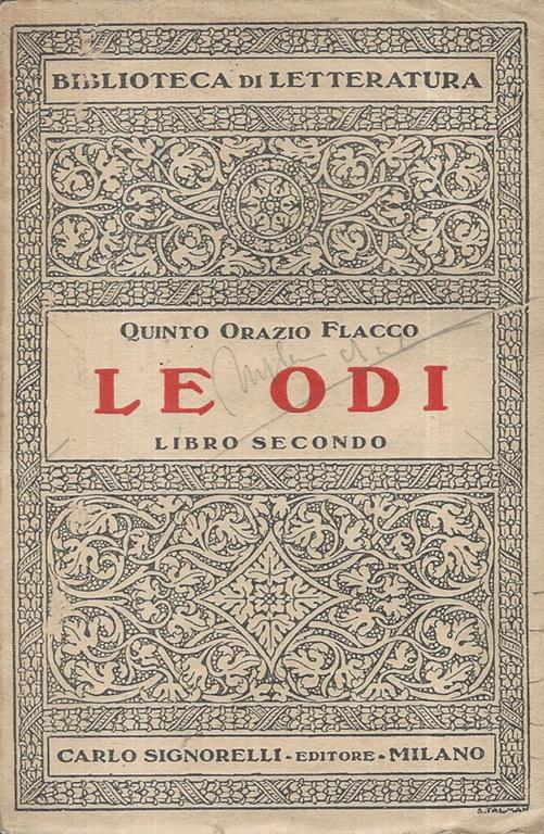 Le Odi Libro Secondo - Q. Flacco Orazio - copertina