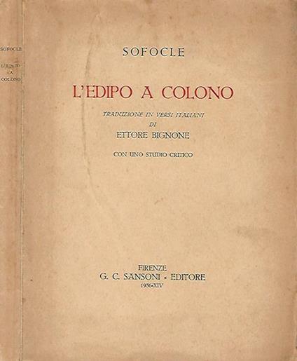 L' Edipo a Colono - Sofocle - copertina