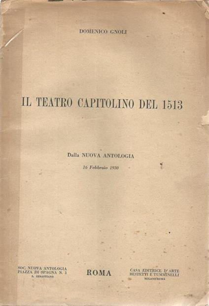 Il teatro capitolino del 1513 - Domenico Gnoli - copertina