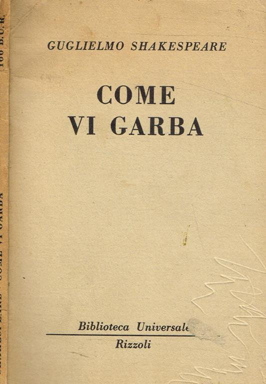 Come vi garba - William Shakespeare - copertina
