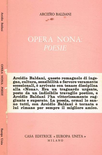 Opera nona: Poesie - Arcidio Baldani - copertina