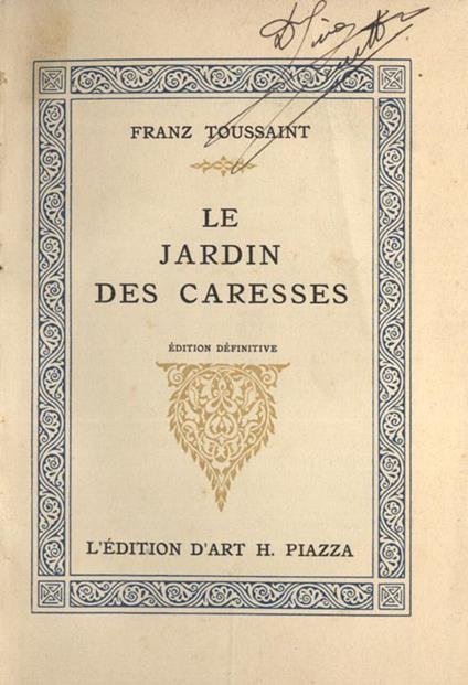Le jardin des caresses - Franz Toussaint - copertina