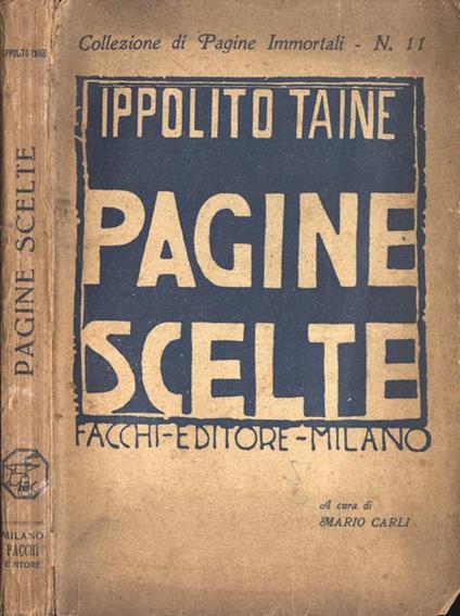 Pagine scelte - Hippolyte Taine - copertina