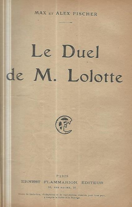Le Duel de M. Lolotte - copertina