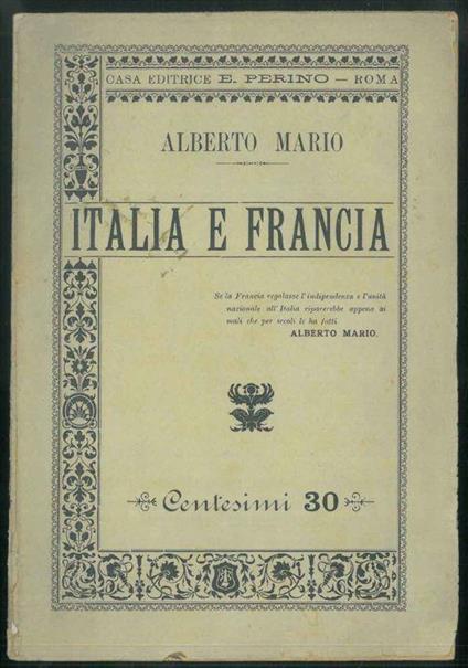 Italia e Francia - Alberto Mario - copertina