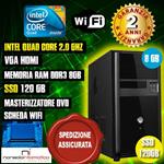 PC Desktop Computer Fisso Intel Quad Core 2.0ghz Ram 8 Gb Ssd 120 Gb Dvd Wifi Hdmi Assemblato