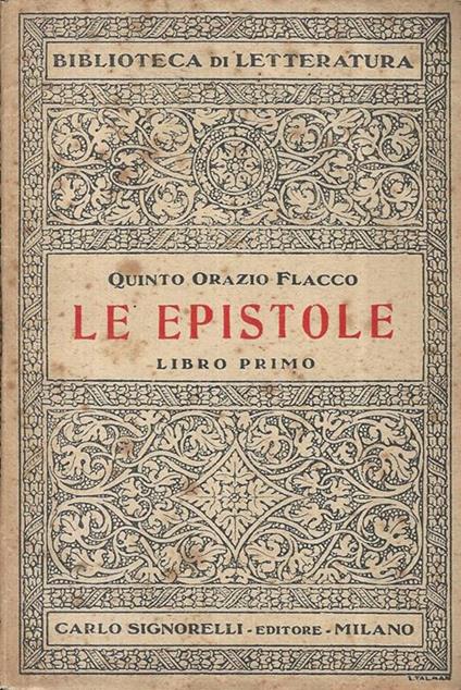 Le Epistole Libro Primo - Q. Flacco Orazio - copertina