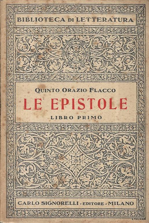 Le Epistole Libro Primo - Q. Flacco Orazio - copertina