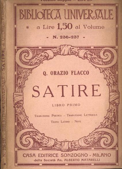 Satire libro primo - Q. Flacco Orazio - copertina