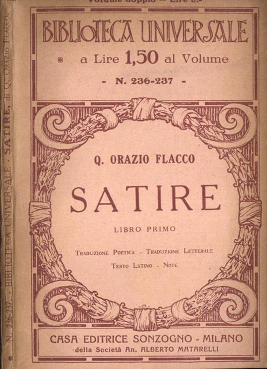 Satire libro primo - Q. Flacco Orazio - copertina