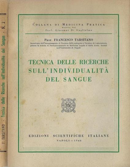 Tecnica delle ricerche sull'individualità del sangue - copertina