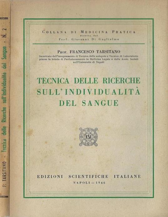 Tecnica delle ricerche sull'individualità del sangue - copertina