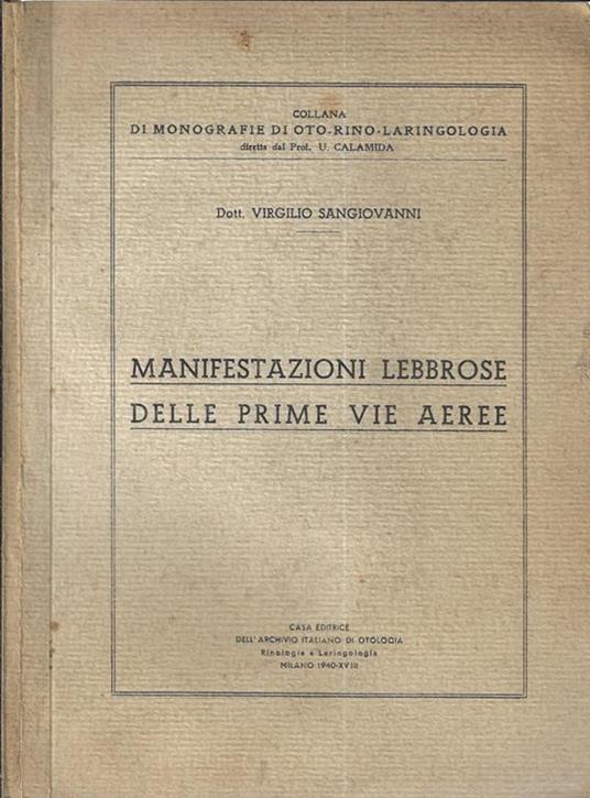 Manifestazioni lebbrose della prime vie aeree - copertina