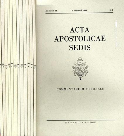 Acta Apostolicae Sedis Anno 2009 Dal N.2 Al N.12. Commentarium Officiale - copertina