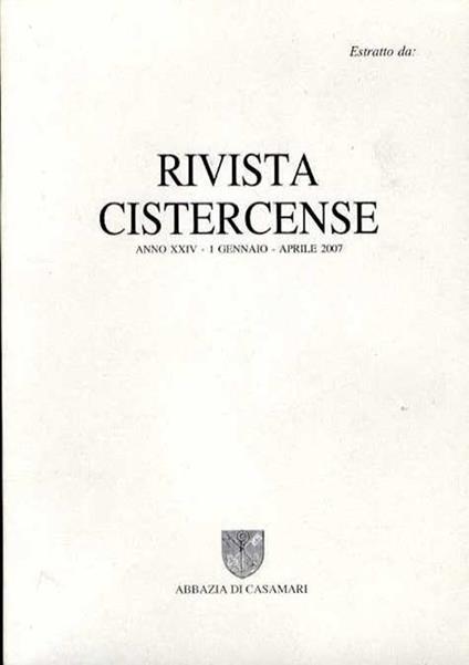 Rivista Cistercense (Estratto Da) N.1 Anno Xxiv Del 2007 - copertina
