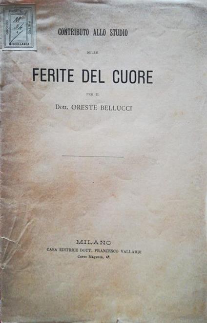 Contributo allo studio delle ferite del cuore - copertina