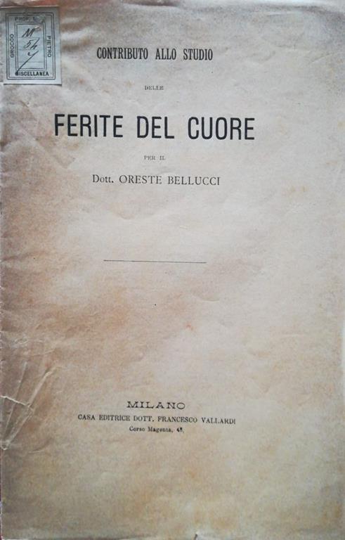 Contributo allo studio delle ferite del cuore - copertina