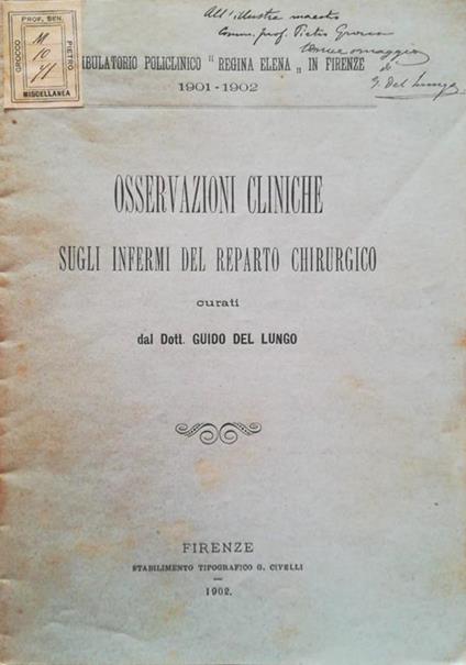 Osservazioni cliniche sugli infermi del reparto chirurgico - copertina