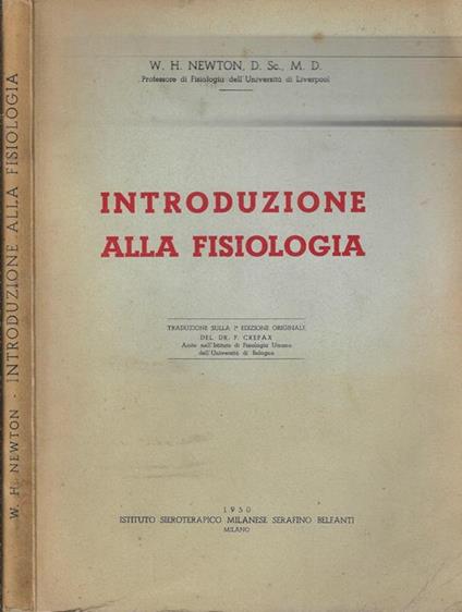 Introduzione alla fisiologia - W. H. Newton - copertina