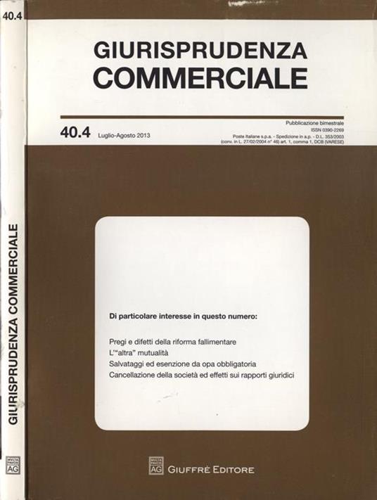 Giurisprudenza commerciale n. 40. 4 - copertina