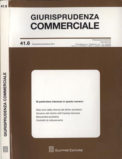 Giurisprudenza commerciale n. 41. 6 - copertina