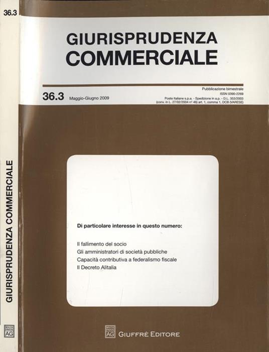 Giurisprudenza commerciale n. 36. 3 - copertina