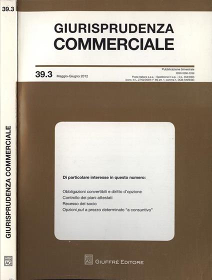 Giurisprudenza commerciale n. 39. 3 - copertina