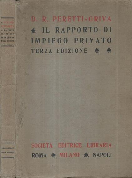 Il rapporto di impiego Privato - Domenico Riccardo Peretti Griva - copertina