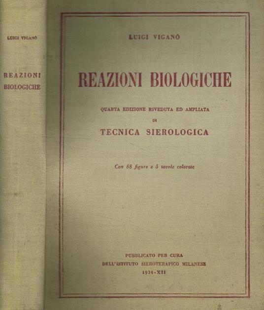Reazioni biologiche - Luigi Viganò - copertina